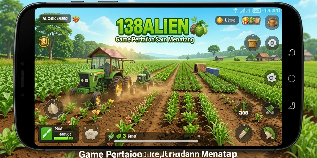 Screenshot gameplay 138ALIEN yang menunjukkan aktivitas bertani dan merawat hewan.