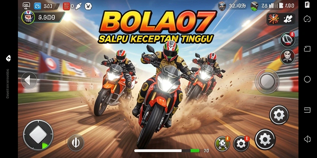 Screenshot BOLA07 menunjukkan aksi balapan yang intens