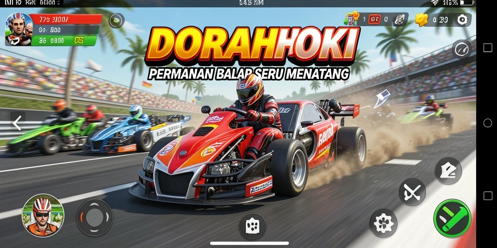 Gameplay balap DORAHOKI yang seru dan menegangkan.