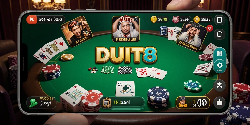 Screenshot gameplay DUIT8 dengan suasana meja poker yang seru.