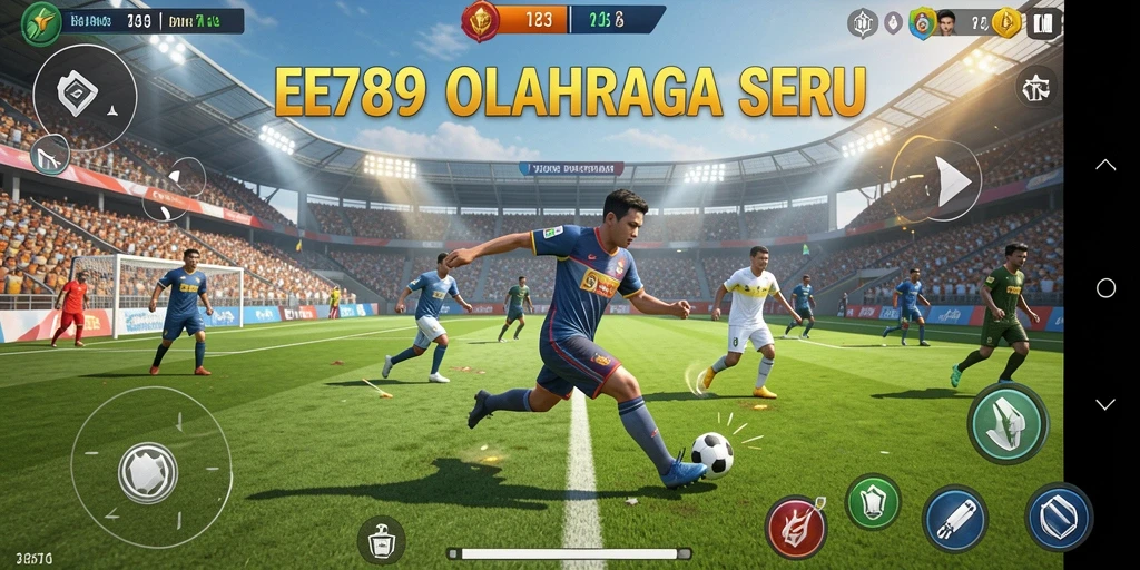 Tampilan screenshot utama EE789 menunjukkan gameplay seru dalam kompetisi olahraga.