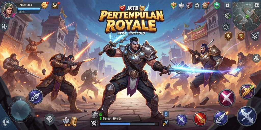 Tangkapan layar utama JKT8 memperlihatkan pertempuran seru di medan perang.