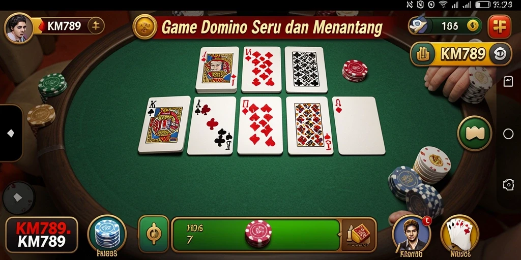 Tampilan gameplay KM789 yang menampilkan aksi seru permainan domino.