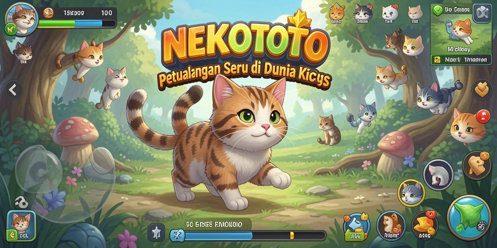 Tampilan gameplay NEKOTOTO yang seru dan penuh warna.