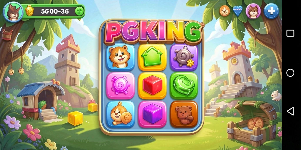 Gameplay seru PGKING dengan kombinasi warna-warni yang menarik.