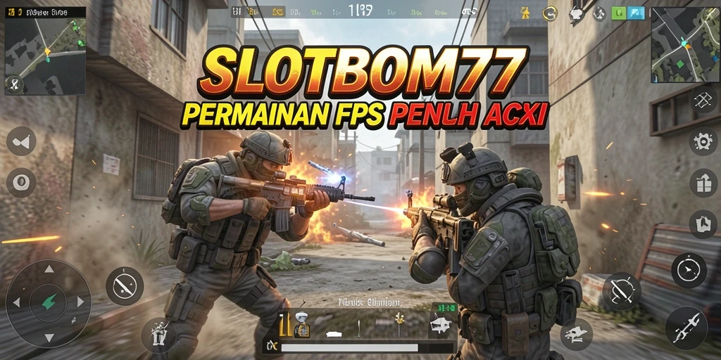 Cuplikan gameplay menegangkan dalam <strong>SLOTBOM77</strong> yang menunjukkan aksi tembak-menembak.
