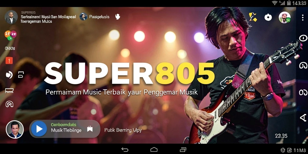 Tampilan gameplay <strong>SUPER805</strong> yang menarik dengan berbagai lagu dan tantangan.
