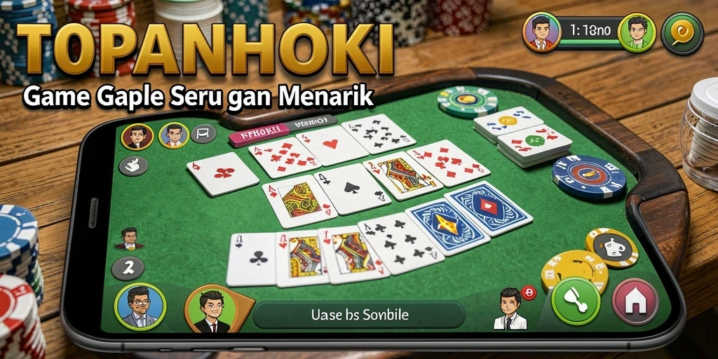 Tampilan gameplay seru dalam TOPANHOKI yang menampilkan permainan Gaple.