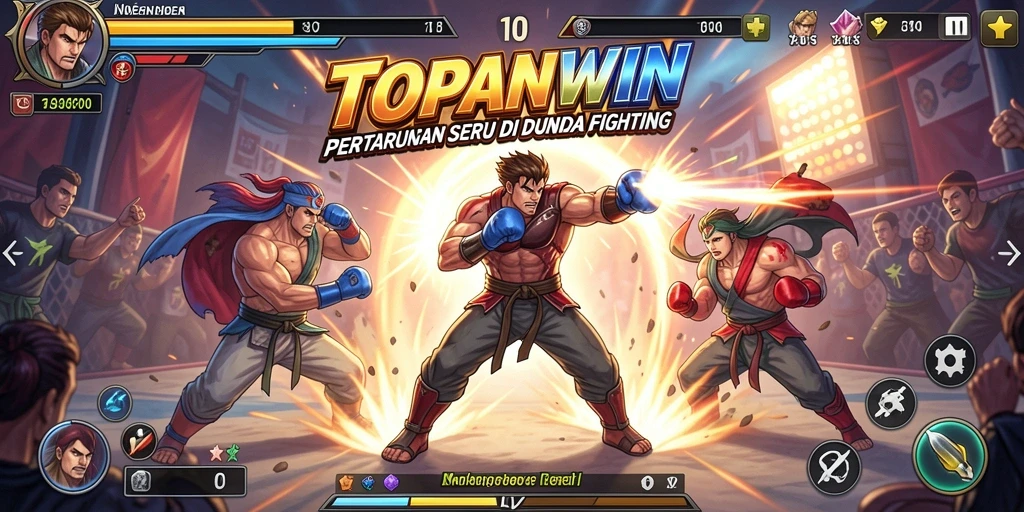 Tampilan gameplay menarik dari TOPANWIN saat bertarung di arena.