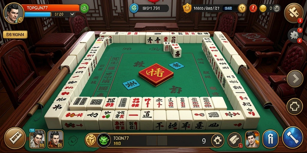 Tampilan gameplay Mahjong di TOPGUN77 yang seru dan menantang.