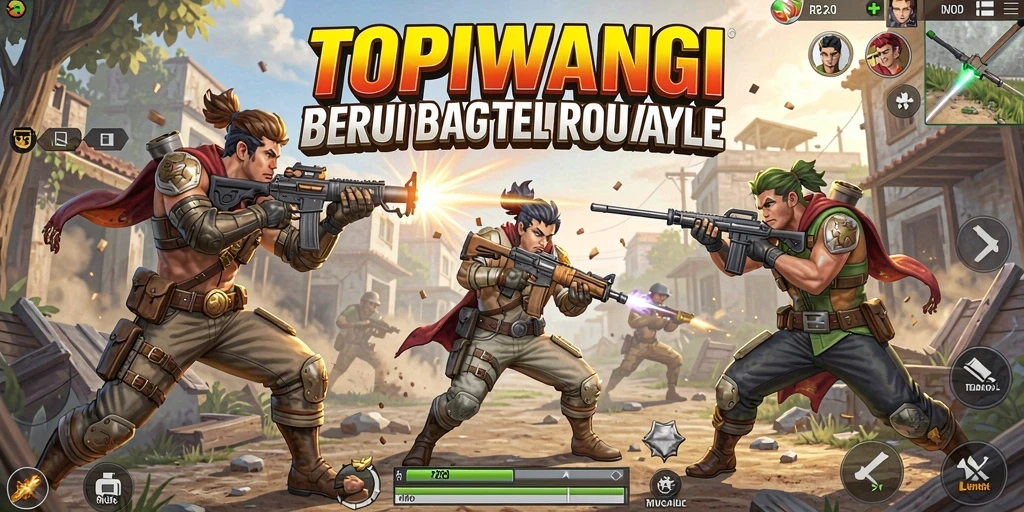 Screenshot dari gameplay seru TOPIWANGI dalam aksi Battle Royale.