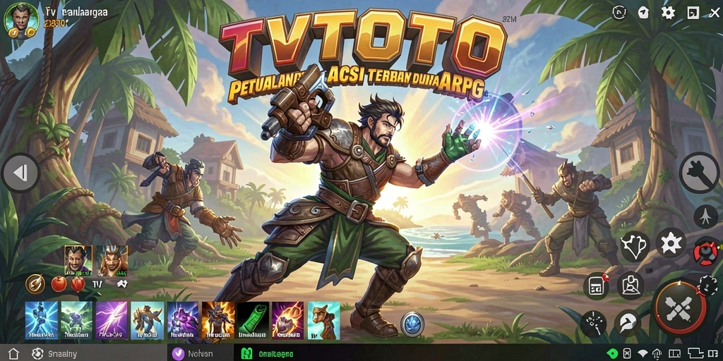 Tampilan dinamis gameplay TVTOTO dengan pertarungan ARPG yang menarik.