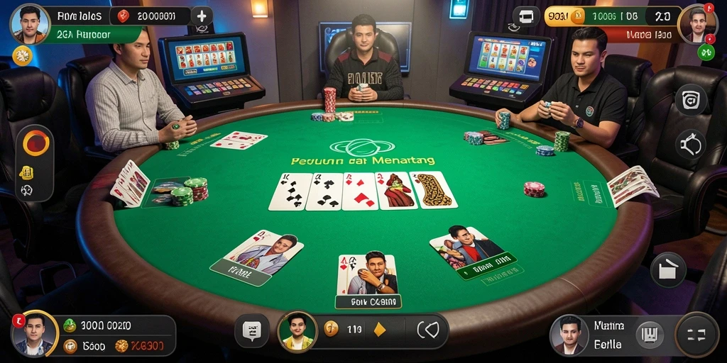 Tampilan menarik dari gameplay Poker V21 yang seru dan mendebarkan.